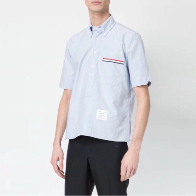 톰브라운 남성 반팔 블루 셔츠 - Thom Browne Mens Blue Dress Shirts - thc1243x