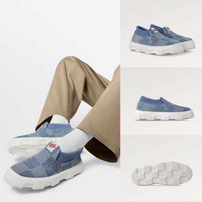 루이비통 남성 다미에 블루 로퍼 - Louis vuitton Mens Blue Loafer - lvs1059x