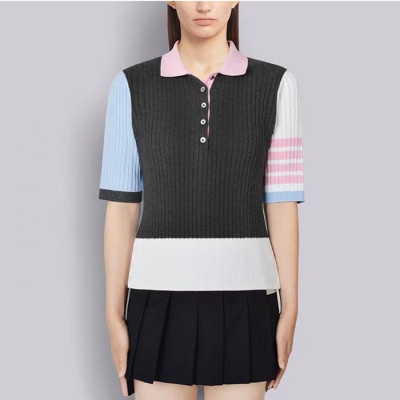 톰브라운 여성 라운드 반팔 니트 - Thom Browne Womens Kints - thc1361x