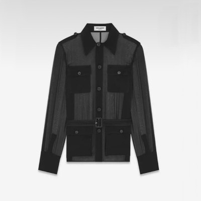 입생로랑 여성 폴로 셔츠 - Saint Laurent Womens Black Shirts - ysc1477x