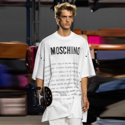 모스키노 남성 크루넥 반팔티 - Moschino Mens White Tshirts - moc1547x