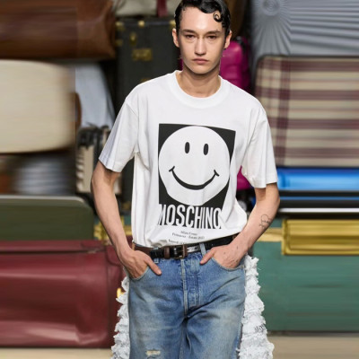 모스키노 남성 크루넥 반팔티 - Moschino Mens White Tshirts - moc1548x