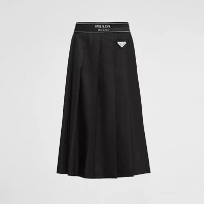 프라다 여성 블랙 플리티트 리나일론 스커트 - Prada Womens Black Long Skirts - prc1941x