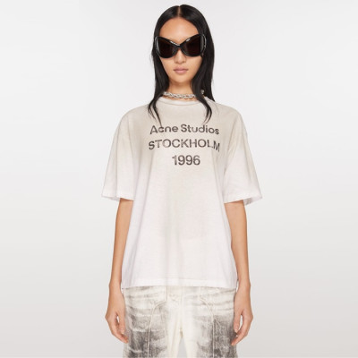 아크네 여성 화이트 반팔티 - Acne Womens White Tshirts - anc2022x