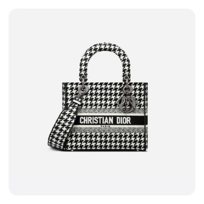 디올 여성 레이디 D-LITE 하운즈투스 미디엄 백- Dior Lady houndstooth Medium Bag- di2608z