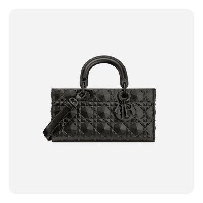 디올 블랙 다이아몬드 모티브 까나쥬 레이디백 미디엄- Dior Diamond Motive Lady Medium Bag- di2616z