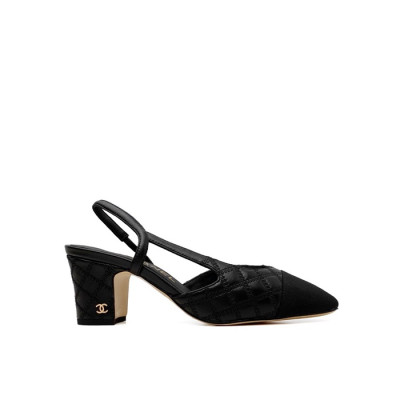 샤넬 여성 미들힐 슬링백 - Chanel Womens Black Slingback - chs1431x