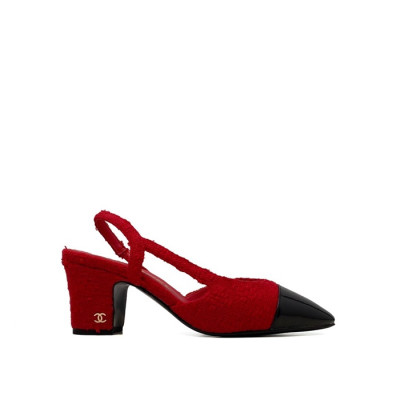 샤넬 여성 미들힐 슬링백 - Chanel Womens Red Slingback - chs1453x