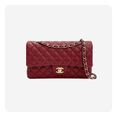 샤넬 클래식 캐비어 미디움 버건디 골드  - Chanel Classic Caviar Medium Burgundy Bag- ch2661z