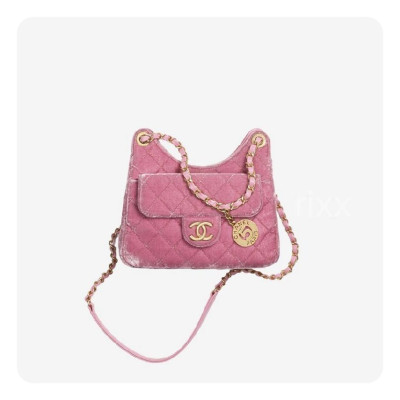 @@@샤넬 23 스몰 호보백 벨벳 & 골드 메탈 핑크 - Chane 23 Small Hobo Handbag Velvet Bag - ch2736z