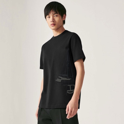 에르메스 남성 라운드 반팔티 - Hermes Mens Round Tshirt - hec5001x