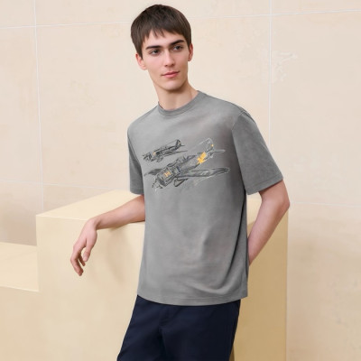 에르메스 남성 라운드 반팔티 - Hermes Mens Round Tshirt - hec5091x