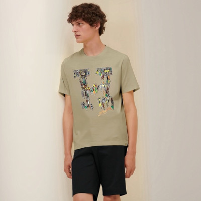 에르메스 남성 라운드 반팔티 - Hermes Mens Round Tshirt - hec5102x