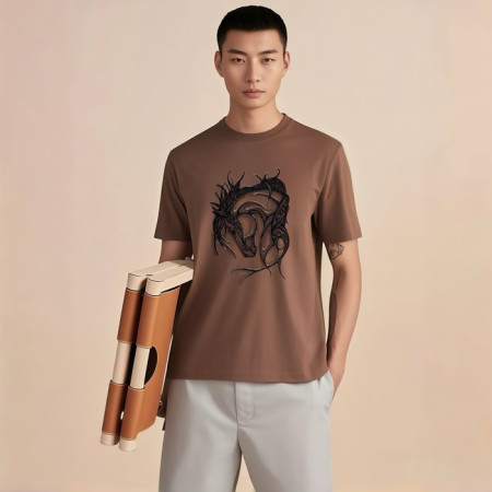 에르메스 남성 라운드 반팔티 - Hermes Mens Round Tshirt - hec5402x