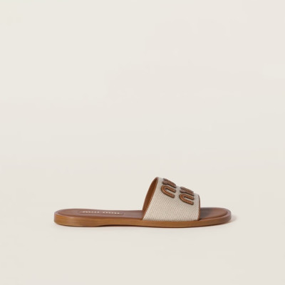 미우미우 여성 로고 패치 슬리퍼 - Miumiu Womens Logo Patch Slipper - mis5558x