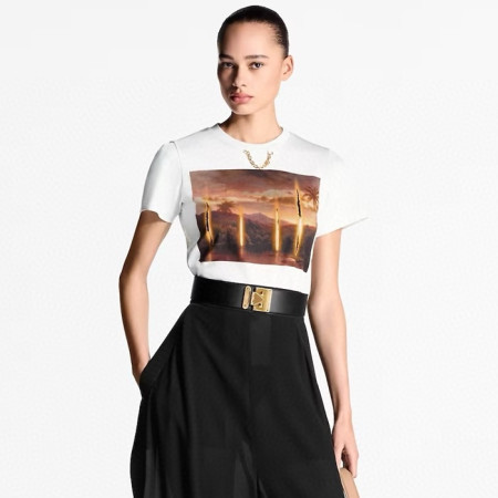 루이비통 여성 반팔 티셔츠 - Louis vuitton Womens White Tshirt - lvc5872x