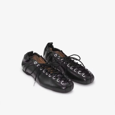 가니 여성 올레텍스 레이스업 발레리나 - Ganni Womens Oleatex Lace-Up Ballerinas - lvs5623x