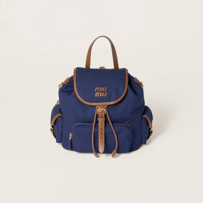 미우미우 여성 캔버스 및 가죽 백팩 - MiuMiu Womens Canvas and Leather Backpack- mib5401x