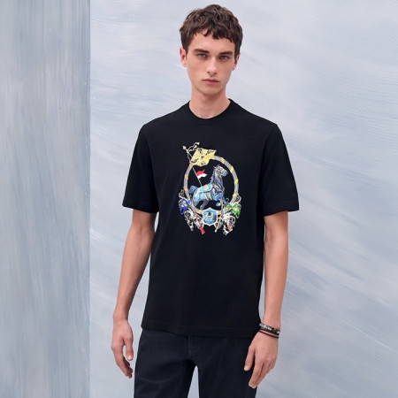 에르메스 남성 라운드 반팔티 - Hermes Mens Round Tshirt - hec6428x