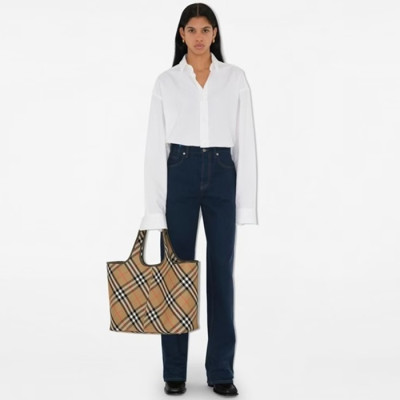 버버리 여성 미디움 체크 토트백 - Burberry Womens Medium Check Tote Bag - bub5500x