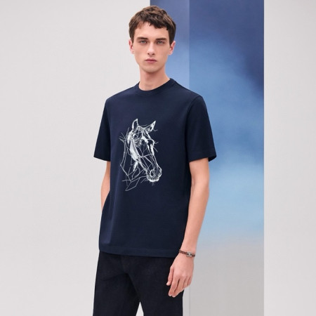 에르메스 남성 라운드 반팔티 - Hermes Mens Round Tshirt - hec6640x