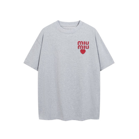 미우미우 남/녀 라운드 반팔 티셔츠 - Miumiu Unisex Round Tshirt - mic6828x