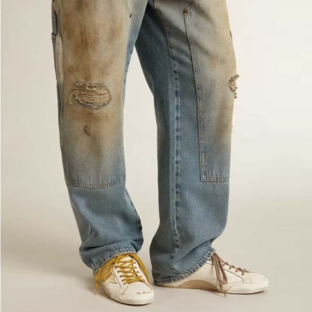 [당일배송] 골든구스 남/녀 골드 스타와 베이지 스웨이드 힐탭 화이트 나파 레더 트루스타 - dd1016x