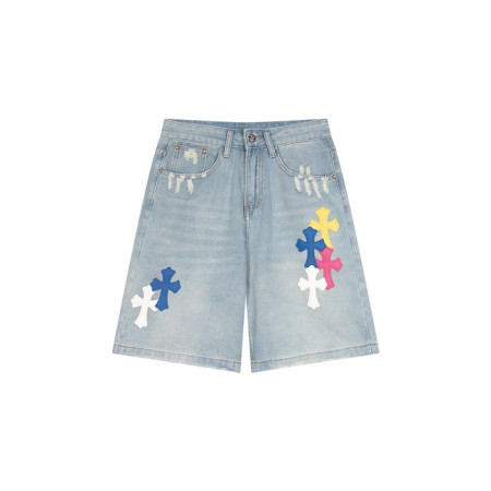 크롬하츠 남성 데님 쇼츠 - Chrom Hearts Mens Denim Shorts - chc7022x
