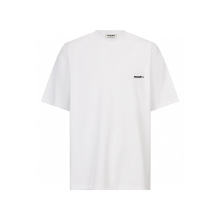 미우미우 남/녀 라운드 반팔 티셔츠 - Miumiu Unisex Round Tshirt - mic7062x