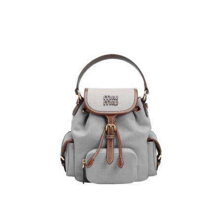 미우미우 여성 캔버스 및 가죽 백팩 - MiuMiu Womens Canvas and Leather Backpack - mib5855x