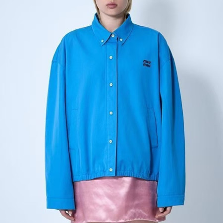 미우미우 여성 포플린 블루종 재킷 - Miumiu Womens Poplin Blue Jean Jacket - mic7314x