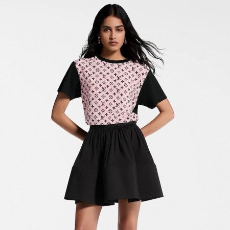 루이비통 여성 워시드 모노그램 프론트 티셔츠 - Louis vuitton Womens Washed Monogram Front Tshirt - lvc7341x