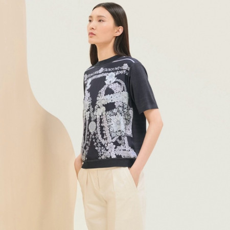 에르메스 여성 크루넥 반팔티 - Hermes Womens Round Tshirt - hec7448x