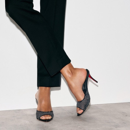 크리스찬 루부탱 여성 크리스탈 메시 포인티드 샌들 - Christian Loubutin Womens Crystal Embellished Mesh Pointed Sandals - cls6234x