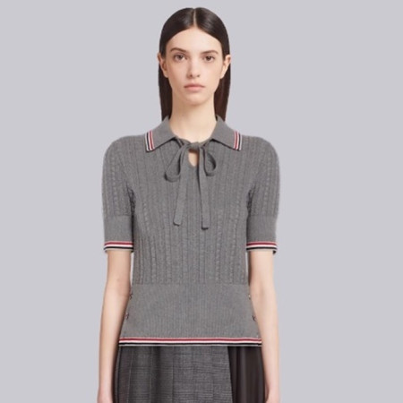 톰브라운 여성 폴로 니트 반팔티 - Thom Browne Womens Polo Knit - thc7575x