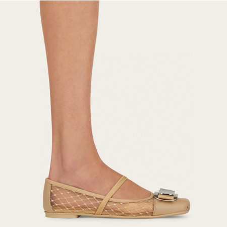 페라가모 여성 뉴 바라 플레이트 발레 플랫 - Salvatore Ferragamo Womens New Bara Plate Ballet Flats - fes6255x