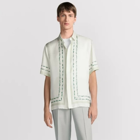 디올 남성 꾸뛰르 은방울꽃 반소매 셔츠 - Dior Mens Couture Silver Bell Flower Shirt - dic7713x