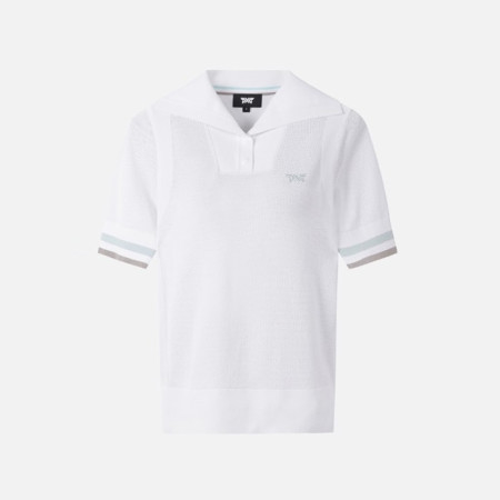 PXG 여성 썸머 포인트 카라 숏 슬리브 니트 - gol1719x