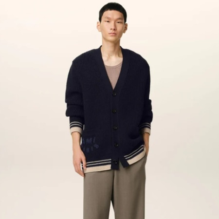 아미 남/녀 브이넥 가디건 - Ami Unisex V-neck Cardigan - amc7797x