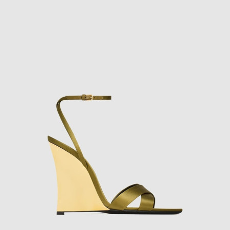 입생로랑 여성 새틴 크레이프 소재 Lucienne 웨지 - Saint Laurent Womens Satin Crepe Material Lucienne Wedge - yss6384x