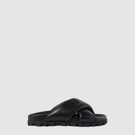 미우미우 여성 나파 슬라이드 - Miumiu Womens Nappa Slides - mis6504x