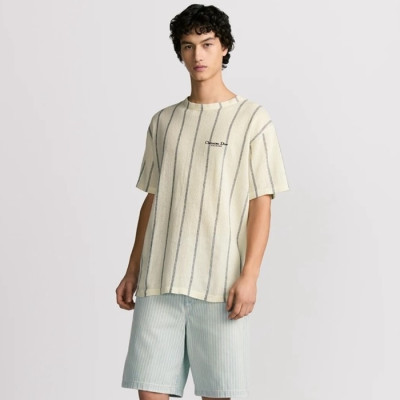 디올 남성 라운드 반팔 티셔츠 - Dior Mens Round Tshirt - dic7921x