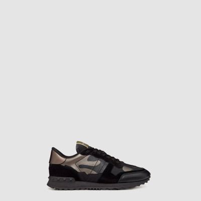 발렌티노 남성 라미네이트 가공 카무플라주 느와르 락러너 스니커즈 - Valentino Mens Laminated Camouflage Noir Rockrunner Sneakers - vas7558x