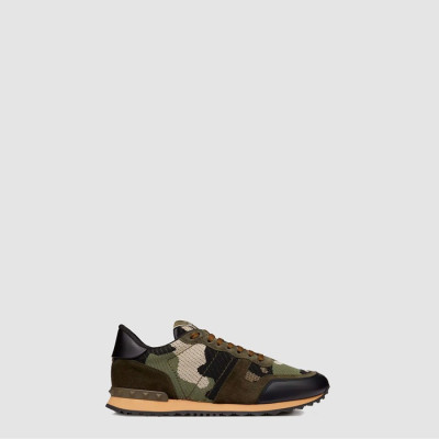 발렌티노 남성 라미네이트 가공 카무플라주 느와르 락러너 스니커즈 - Valentino Mens Laminated Camouflage Noir Rockrunner Sneakers - vas7560x