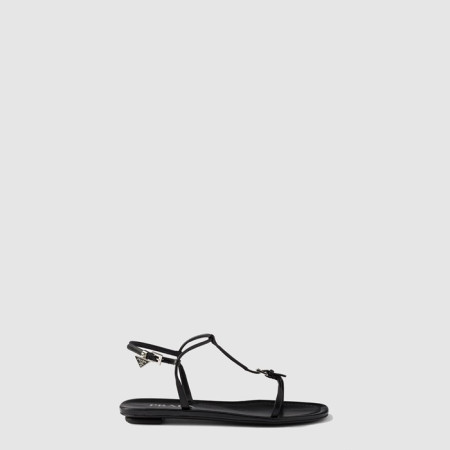 프라다 여성 플랫 가죽 샌들 -  Prada Flat Leather Sandals - prs7921x