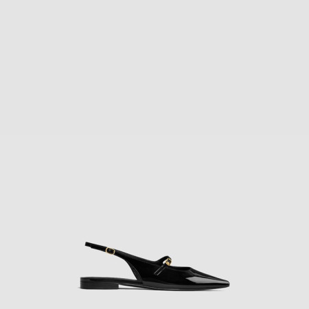 셀린느 여성 주디 플랫 슬링백 페이턴트 카프스킨 - Celine Judy Flat Slingback Patent Calfskin - ces8060x