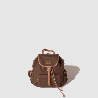미우미우 여성 캔버스 및 가죽 백팩 - MiuMiu Womens Canvas and Leather Backpack - mib9596x