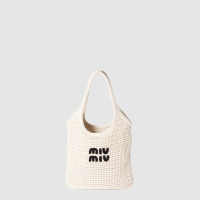 미우미우 여성 아이비 라피아 우븐 토트 백 - Miumiu Womens Ivy Raffia Woven Tote Bag - mib9868x