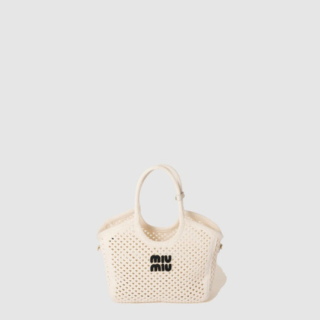 미우미우 여성 코튼 메쉬 아이비 토트 백 - Miumiu Womens Cotton Mesh Ivy Tote Bag - mib10273x