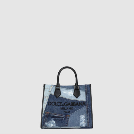돌체앤가바나 남/녀 로고 장식 패치워크 에지 쇼퍼백 - Dolce&Gabbana Unisex Logo-embellished Patchwork Edge Shopper Bag- dob10286x
